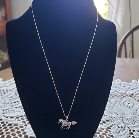 Sterling silver chain with horse pendent - Picture 2 of 2